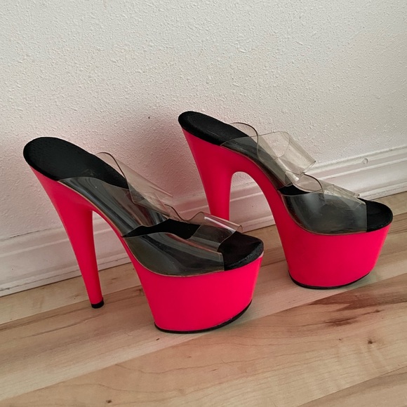 Pleaser neon pink UV dancer heels - Picture 2 of 7